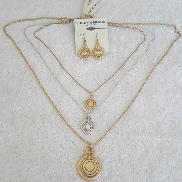 New Lucky Brand Gold Tone Pave Drop Earrings - Picture 5 of 5